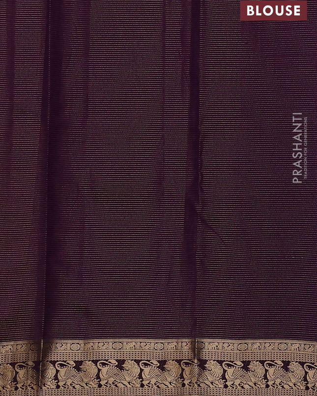 Pure kanchipuram silk saree mehendi green and wine shade with allover vairaosi pattern & buttas and rich vansingaram zari woven border