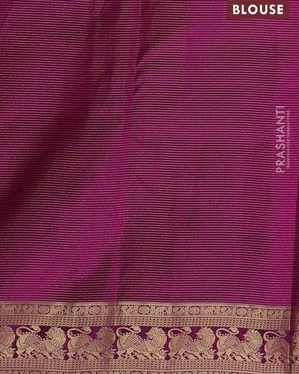 Pure kanchipuram silk saree dual tone pinkish orange and dark magenta with allover vairaosi pattern & buttas and rich vansingaram zari woven border