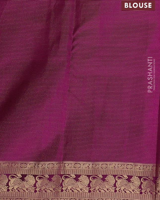 Pure kanchipuram silk saree dual tone pinkish orange and dark magenta with allover vairaosi pattern & buttas and rich vansingaram zari woven border