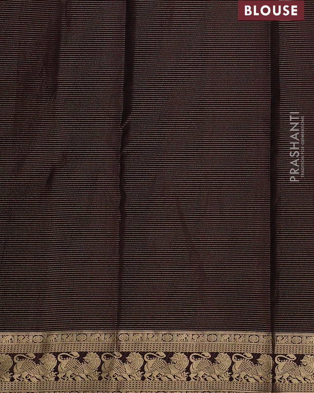 Pure kanchipuram silk saree green and coffee brown with allover vairaosi pattern & buttas and rich vansingaram zari woven border