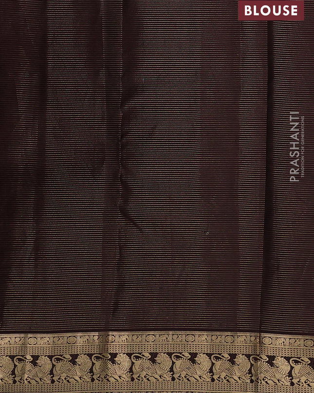 Pure kanchipuram silk saree rust shade and coffee brown with allover vairaosi pattern & buttas and rich vansingaram zari woven border