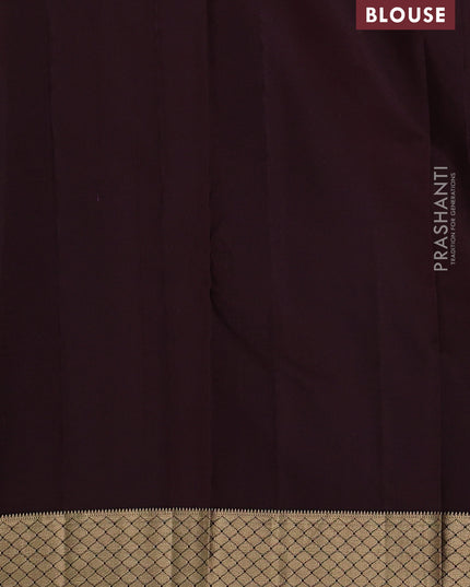 Pure kanchipuram silk saree grey and coffee brown with zari woven temple buttas and rich zari woven border