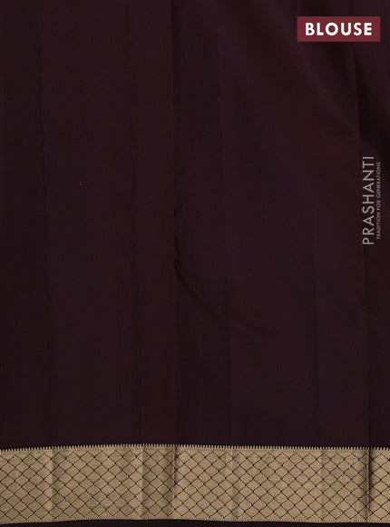 Pure kanchipuram silk saree grey and coffee brown with zari woven temple buttas and rich zari woven border