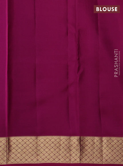 Pure kanchipuram silk saree dual tone greenish purple and pink with zari woven temple buttas and rich zari woven border