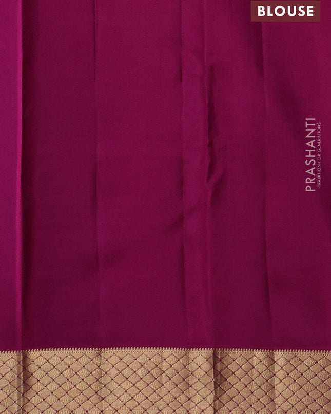 Pure kanchipuram silk saree dual tone greenish purple and pink with zari woven temple buttas and rich zari woven border