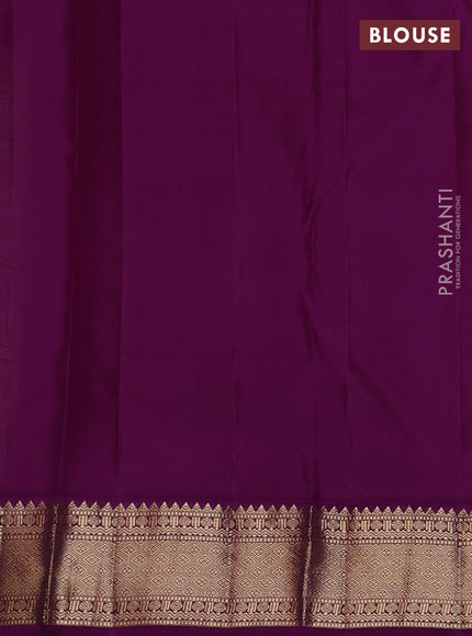 Pure kanchipuram silk saree elaichi green and purple with zari woven buttas and zari woven korvai border
