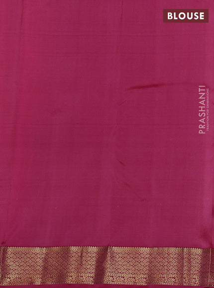 Pure kanchipuram silk saree peach orange and pink with zari woven temple buttas and rich zari woven border