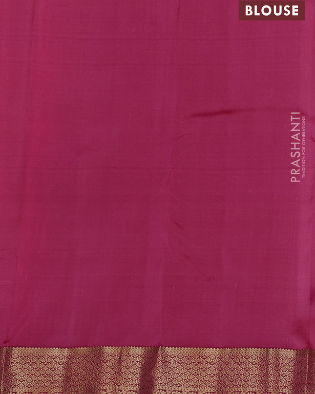 Pure kanchipuram silk saree peach orange and pink with zari woven temple buttas and rich zari woven border