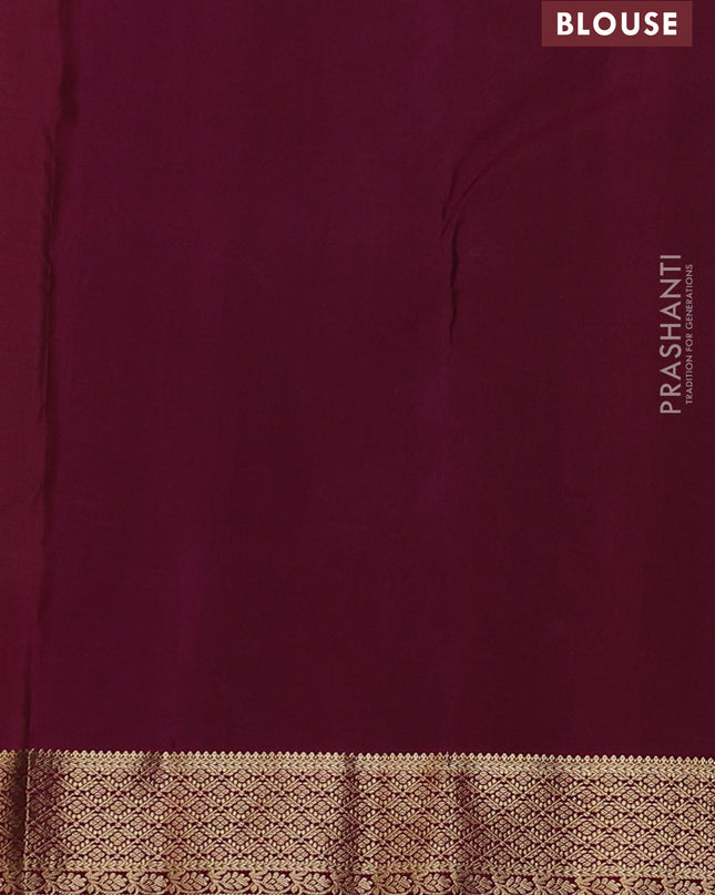 Pure kanchipuram silk saree mehendi green and magenta pink with zari woven temple buttas and rich zari woven border