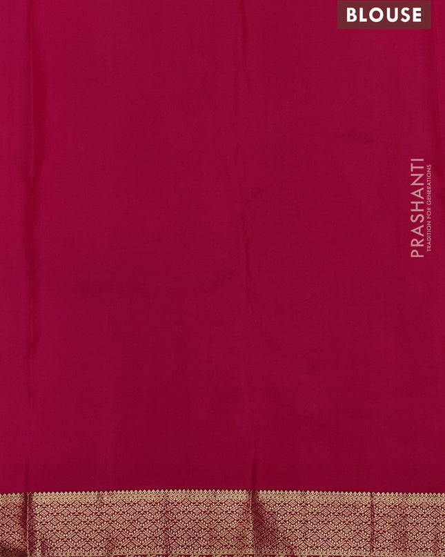 Pure kanchipuram silk saree dual tone pinkish orange and pink with zari woven temple buttas and rich zari woven border