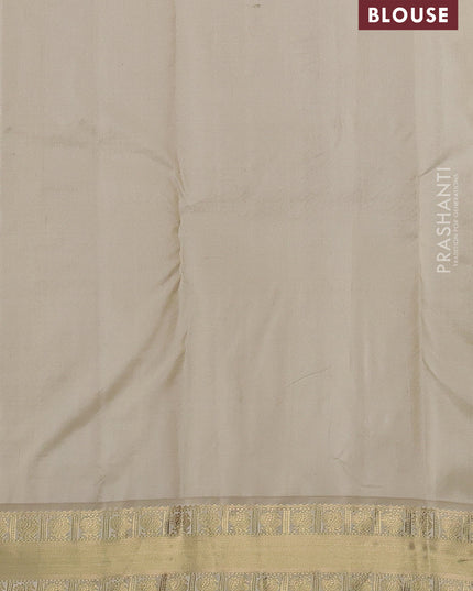 Pure kanchipuram silk saree deep maroon and cream with annam zari woven buttas and zari woven korvai border