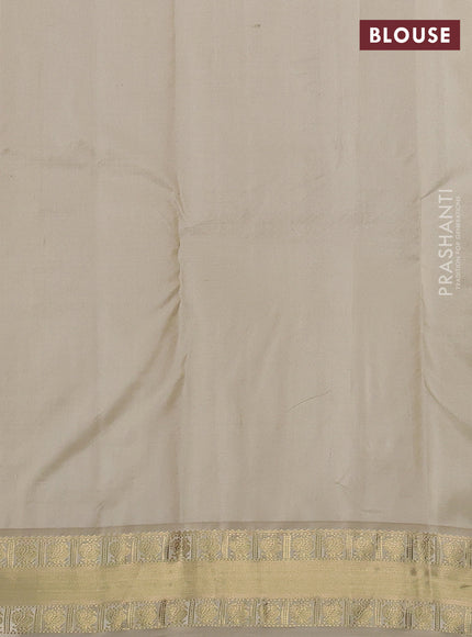 Pure kanchipuram silk saree deep maroon and cream with annam zari woven buttas and zari woven korvai border