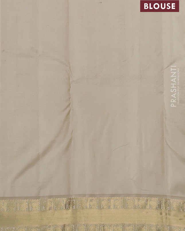 Pure kanchipuram silk saree deep maroon and cream with annam zari woven buttas and zari woven korvai border