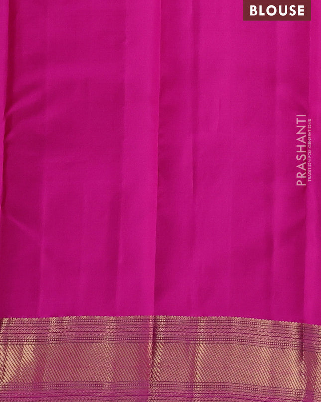 Pure kanchipuram silk saree dual tone pink and purple with zari woven buttas and zari woven border