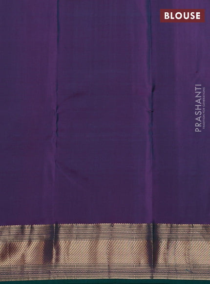 Pure kanchipuram silk saree teal green and purple with zari woven buttas and zari woven border
