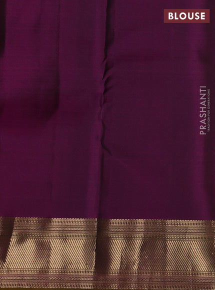 Pure kanchipuram silk saree green and dark mustard with zari woven buttas and zari woven border