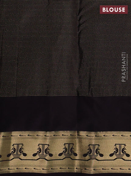 Pure kanchipuram silk saree green and coffee brown with allover vairaosi pattern & zari buttas and zari woven paithani style border