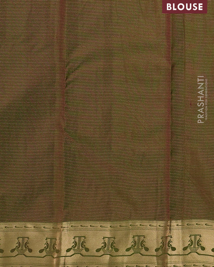 Pure kanchipuram silk saree magenta pink and light green with allover vairaosi pattern & zari buttas and zari woven paithani style border