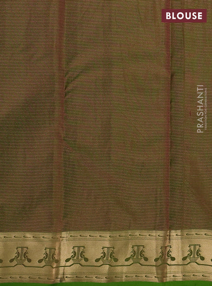 Pure kanchipuram silk saree magenta pink and light green with allover vairaosi pattern & zari buttas and zari woven paithani style border