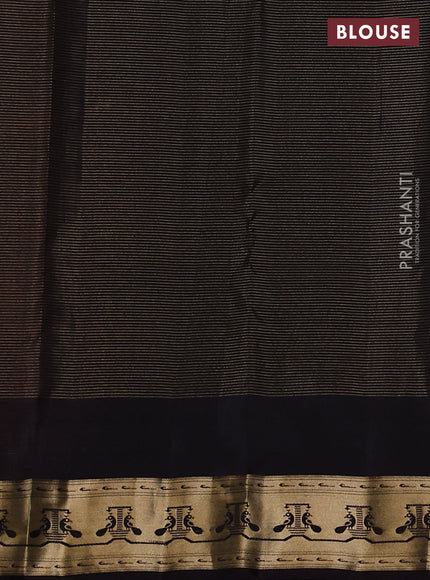 Pure kanchipuram silk saree rustic orange and coffee brown with allover vairaosi pattern & zari buttas and zari woven paithani style border