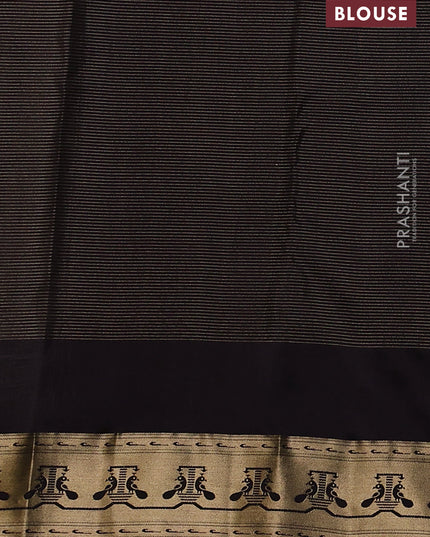Pure kanchipuram silk saree elaichi green and coffee brown with allover vairaosi pattern & zari buttas and zari woven paithani style border