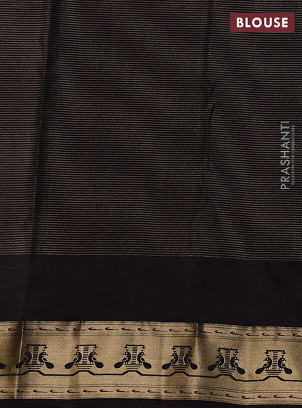 Pure kanchipuram silk saree elaichi green and coffee brown with allover vairaosi pattern & zari buttas and zari woven paithani style border