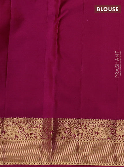 Pure kanchipuram silk saree maroon and pink with allover zari stripe pattern and rich zari woven border