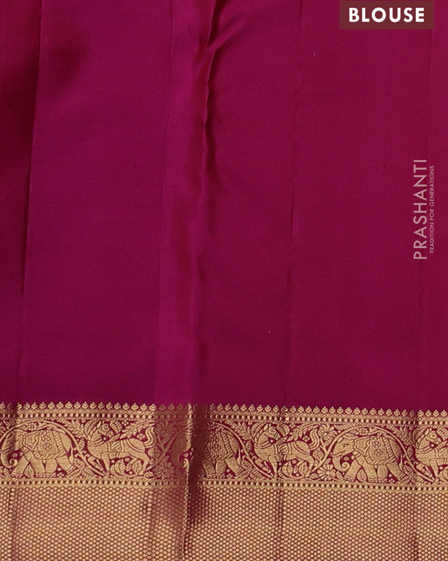 Pure kanchipuram silk saree maroon and pink with allover zari stripe pattern and rich zari woven border