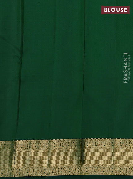 Pure kanchipuram silk saree elaichi green and green with allover zari checks & buttas and rich zari woven border