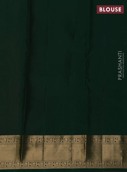 Pure kanchipuram silk saree peach shade and green with allover zari checks & buttas and rich zari woven border