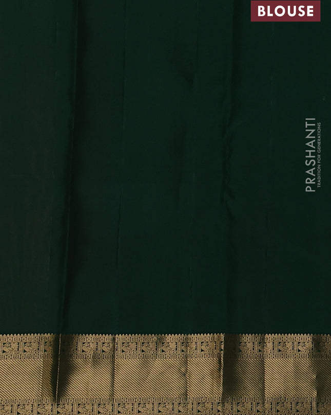 Pure kanchipuram silk saree peach shade and green with allover zari checks & buttas and rich zari woven border