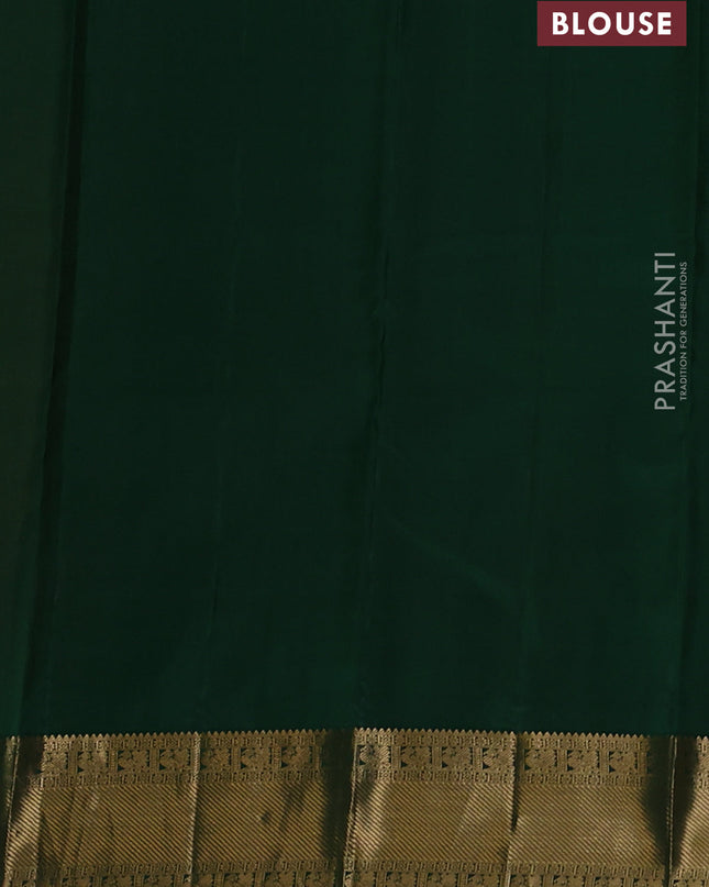 Pure kanchipuram silk saree mustard yellow and green with allover zari checks & buttas and rich zari woven border