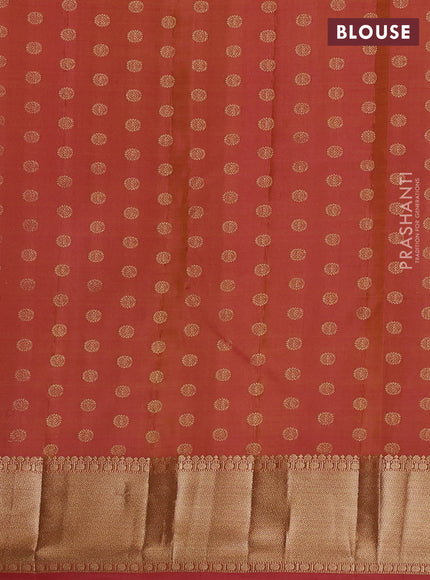 Pure kanchipuram silk saree dual tone pink with allover zari stripe pattern and rich zari woven border