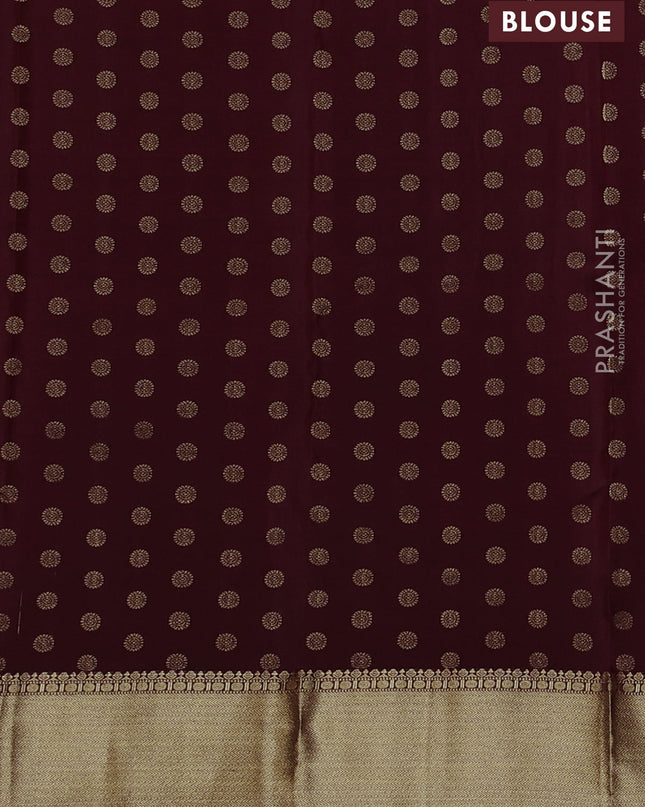 Pure kanchipuram silk saree deep maroon with allover zari stripe pattern and rich zari woven border