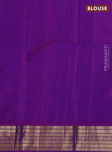 Pure kanchipuram silk saree blue and purple with allover zari woven 1000 buttas and rich zari woven border