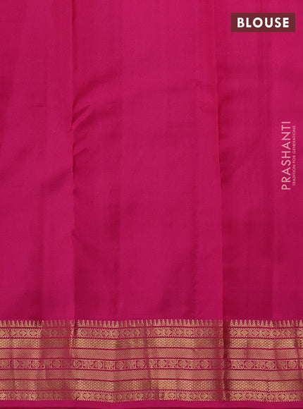 Pure kanchipuram silk saree orange and pink with allover zari woven 1000 buttas and rich zari woven border