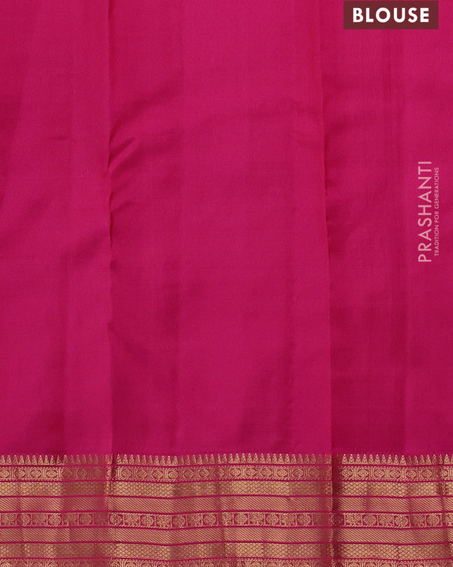 Pure kanchipuram silk saree orange and pink with allover zari woven 1000 buttas and rich zari woven border
