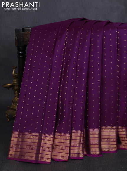 Pure kanchipuram silk saree purple and magenta pink with allover zari woven 1000 buttas and rich zari woven border