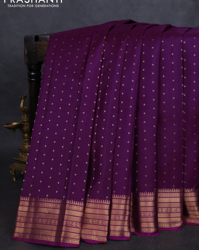 Pure kanchipuram silk saree purple and magenta pink with allover zari woven 1000 buttas and rich zari woven border