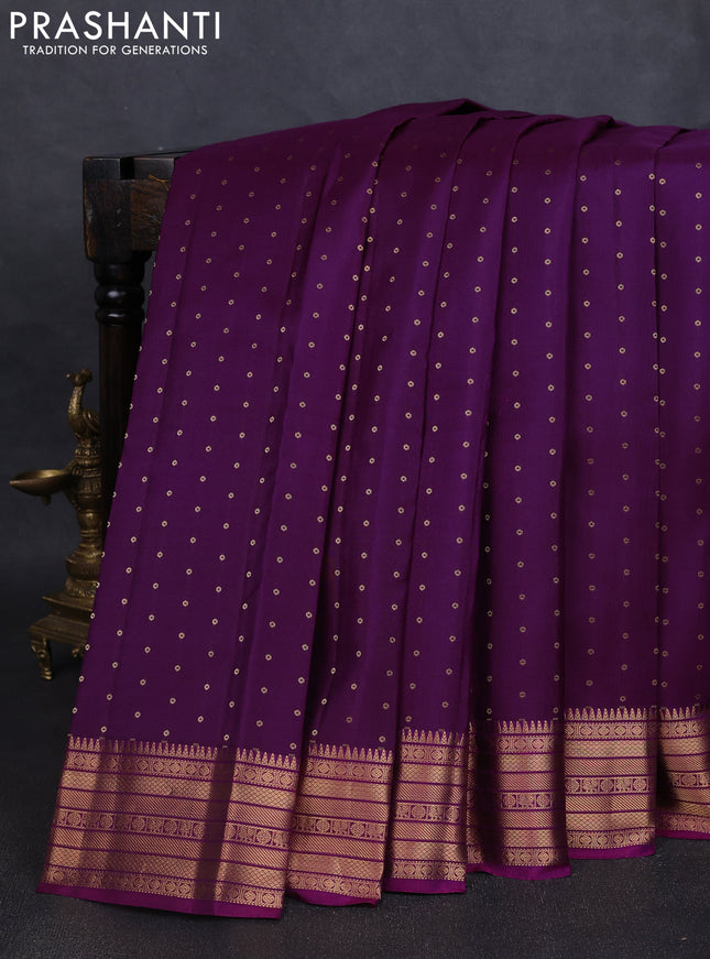 Pure kanchipuram silk saree purple and magenta pink with allover zari woven 1000 buttas and rich zari woven border