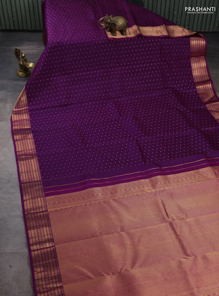 Pure kanchipuram silk saree purple and magenta pink with allover zari woven 1000 buttas and rich zari woven border