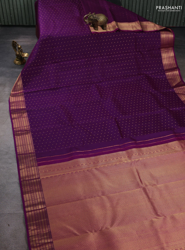 Pure kanchipuram silk saree purple and magenta pink with allover zari woven 1000 buttas and rich zari woven border