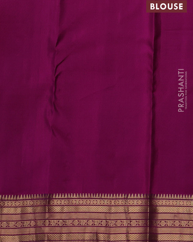 Pure kanchipuram silk saree purple and magenta pink with allover zari woven 1000 buttas and rich zari woven border