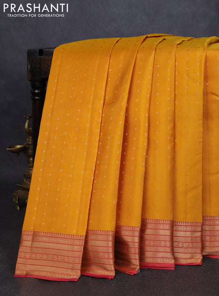 Pure kanchipuram silk saree yellow and dual tone pink with allover zari woven 1000 buttas and rich zari woven border