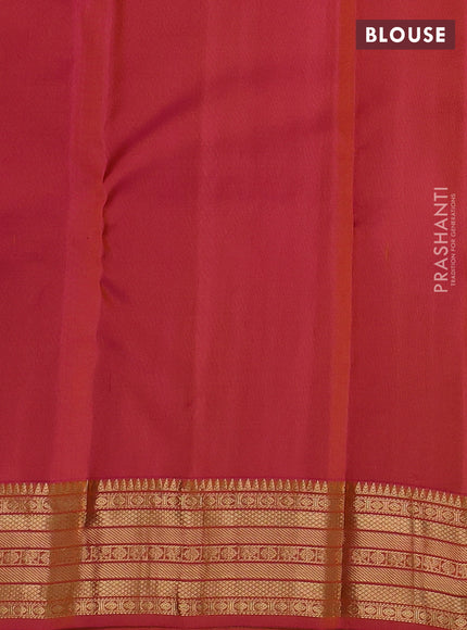 Pure kanchipuram silk saree yellow and dual tone pink with allover zari woven 1000 buttas and rich zari woven border