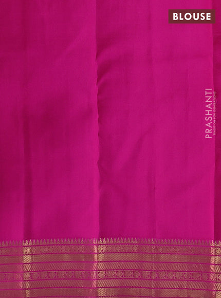Pure kanchipuram silk saree dual tone yellowish pink and pink with allover zari woven 1000 buttas and rich zari woven border