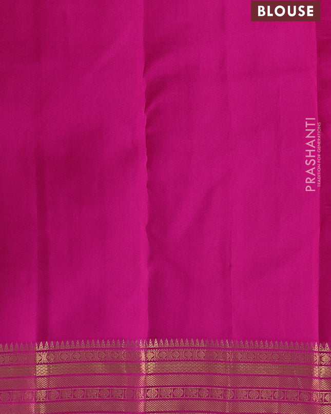 Pure kanchipuram silk saree dual tone yellowish pink and pink with allover zari woven 1000 buttas and rich zari woven border