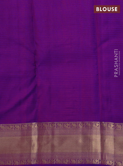 Pure kanchipuram silk saree purple with annam zari woven buttas and rich zari woven border