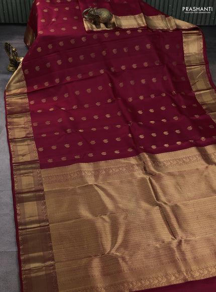 Pure kanchipuram silk saree maroon with annam zari woven buttas and rich zari woven border