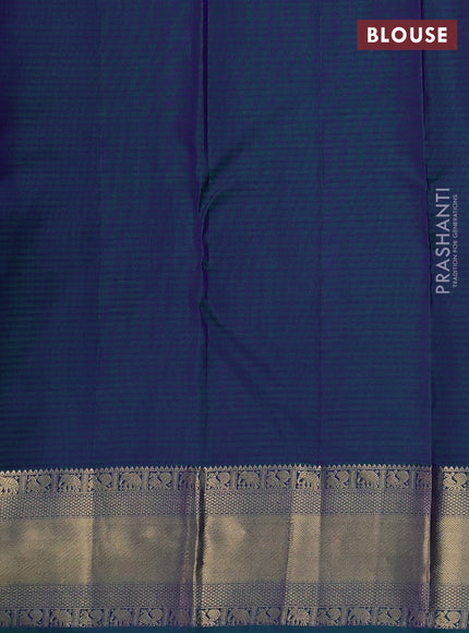 Pure kanchipuram silk saree dual tone greenish blue and green with annam zari woven buttas and rich zari woven border